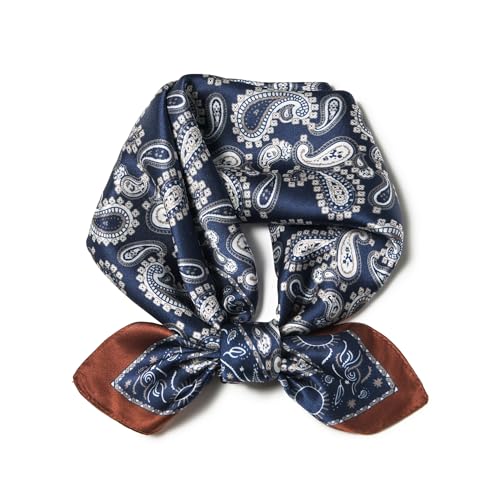 100% Mulberry Silk Scarf - 21" Square Lightweight Neckerchief, Gift Packed - color: Brown