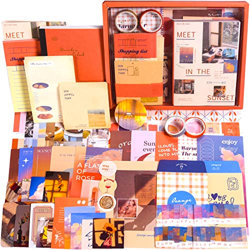 Scrapbooking Supplies Kit, Aesthetic Junk Journal Supplies, Scrapbook Kit - color: Sunset