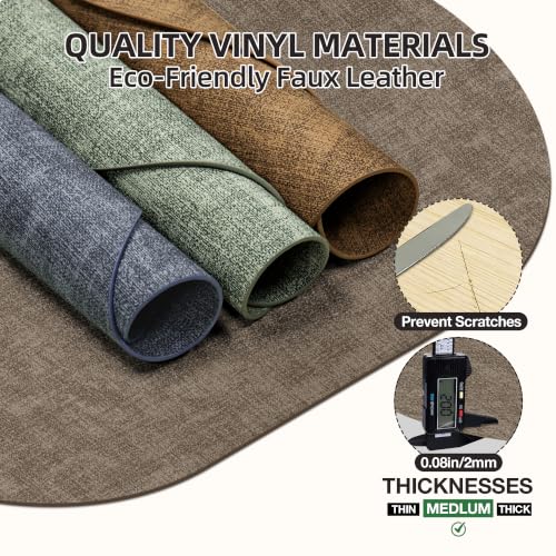 Placemats Set of 6, 17.7 x 11.8 Inch Oval Faux Leather Place Mats - color: R-drak Coffee