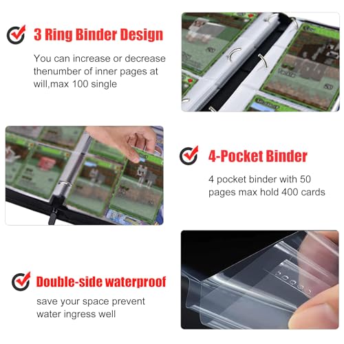 400 Pockets Card Binder,Portable Shoulder Strap,Waterproof PU Bag,FF38 - color: Green Shoulder Strap-400