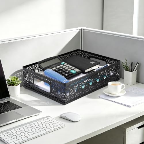 Desk Organizer Tray, 2Pack Office Metal A4 Letter Paper Tray Storage Basket