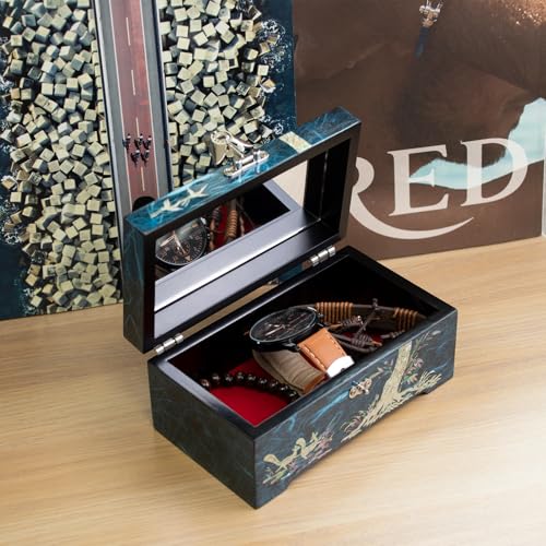 Mother of Pearl Wood Jewelry Box Pine Tree Watch Storage Blue - style: Pine Tree Blue