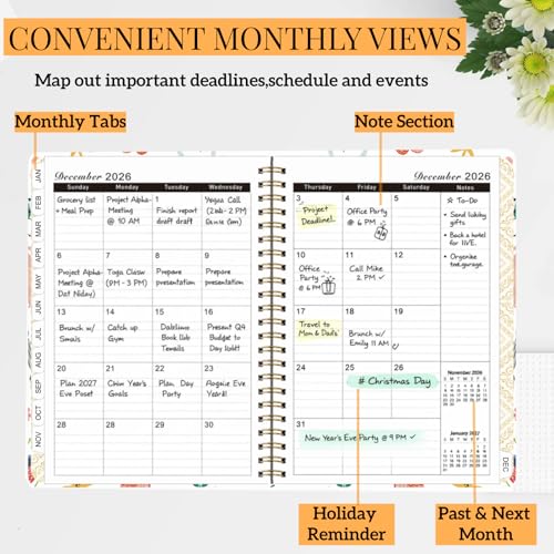 Planner 2026,Jan 2026-Dec 2026 Monthly & Weekly Calendar Planner,A5 Size - color: Orange
