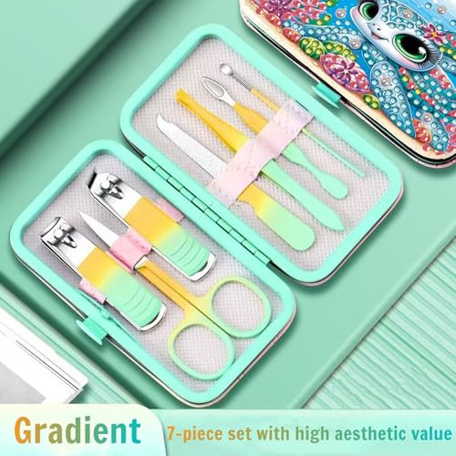 F-CANLAN Cute Sea Turtle Coral Diamond Art Manicure Kit Nail Storage Case - color: Green