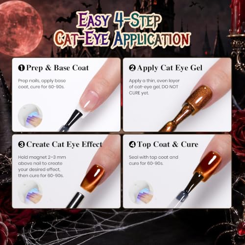 Beetles Halloween Box Cat Eye Gel Nail Polish Set, Witch Potion 6 Colors - color: A - Halloween Cat Eye | Witch Potion