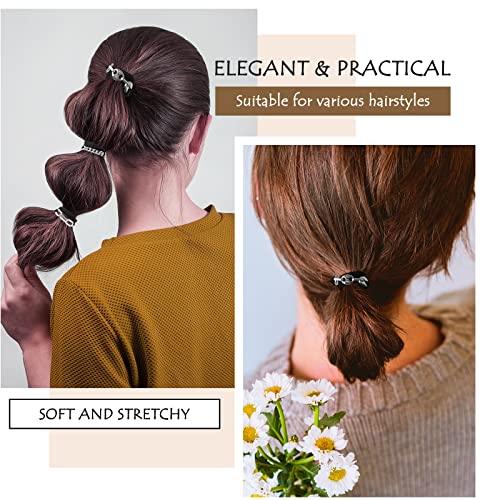Bracelet Hair Ties Black Hair Tie Bracelets For Women 3 PCS Hair Ties For Thick Hair With Gold Silvery and Beige Elastic Looks Cute On Your Wrist And Great In Your Hair - color: Hairties(B) 3PCS