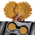 Cotton Car Coasters for Cup Holders, 2PC Car Cup Coasters, Drink Coaster Holder, Cute cupholder Coaster Accessories for Women, Macrame, Boho (Sunshine Yellow) - color: Sunshine Yellow