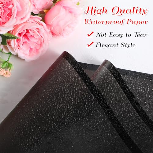 Ctosree 240Sheets Flower Wrapping Paper,Waterproof Korean Bouquet Wrap 23in - color: Black