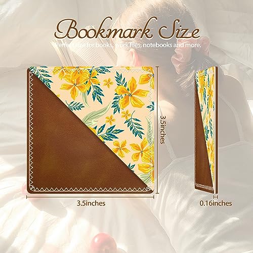 Personalized Leather Bookmarks, Fun & Cute Book Accessories for Reading Lovers, Unbreakable Page Markers for Women Men Girls Boys Student Teacher Kids Retirement Birthday Gifts (Yellow Flower) - color: Yellow Flower
