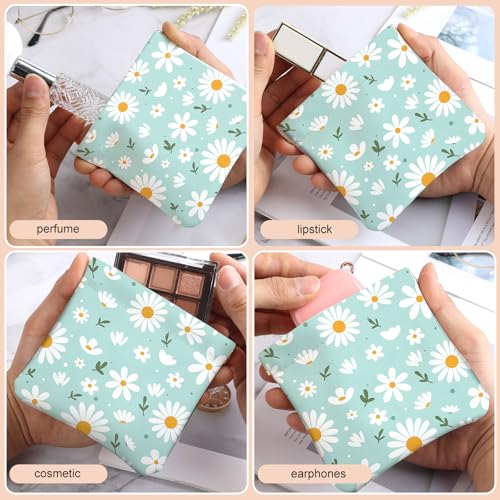 2Pcs PU Leather Small Squeeze Coin Purse Pouch Mini coin Bag Unique And Cute Wallet Cosmetic Bags Change Bag For Women Girls Men （Blue and Pink Flowers 3 - color: Blue and Pink Flowers 3