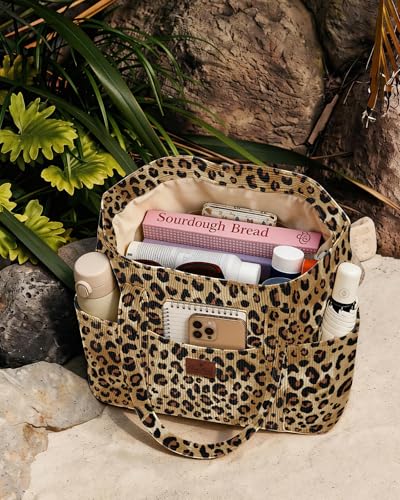Miss Adola Large Aesthetic Corduroy Tote Bag for Women - color: Leopard, size: Large