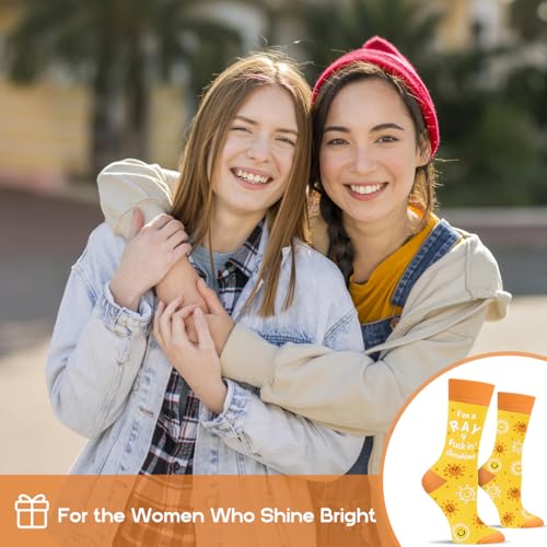 Funny Socks for Women and Teenage Girls, Cute Crazy Unique Novelty Gifts - color: C-ray-yellow-1