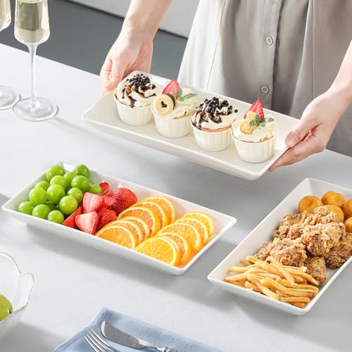 MALACASA 3 Tier Serving Trays, White Porcelain Serving Platters, 12 Inch - color: White, size: 12 Inch