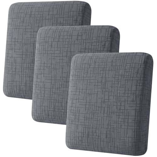 Super Stretch Sofa Cushion Covers (3 Piece, Light Gray) - color: Light Gray, size: 3 Cushion Sofa