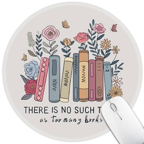 Hancynir Book Floral Round Mouse Pad, Small Cute Mousepad for Office Desk - color: Books Floral