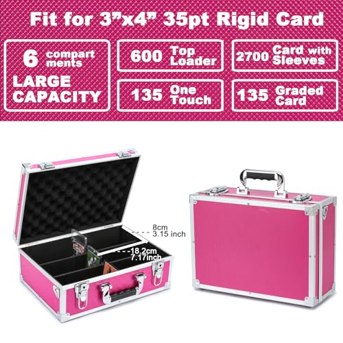 Collectable Trading Card Cases, Toploaders Storage Box, Magnetic Card Storage Hard Cabinet, Graded Card Storage Case, Sports & Trading Collector Storage Box（pink） - color: Pink, size: Large