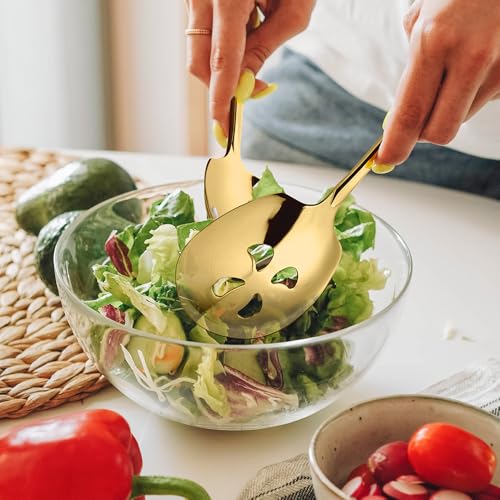 Serving Spoons Set 9.14 Inch Slotted Spoon Serving Spoon Stainless Steel Serving Utensils for Buffet Parties Catering Dishwasher Safe(Set of 8, Gold) - size: 4 Spoons, 4 Slotted,Gold