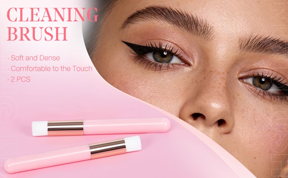 Buqikma Eyelash Brush Lash Brush for Cleansing Shampoo Brushes 2PCS, Pink
