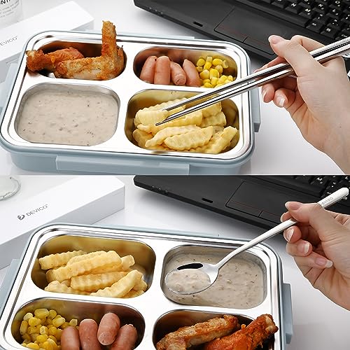DEVICO Reusable Utensils for Lunch Box,5Pcs Travel Silverware Set with Case