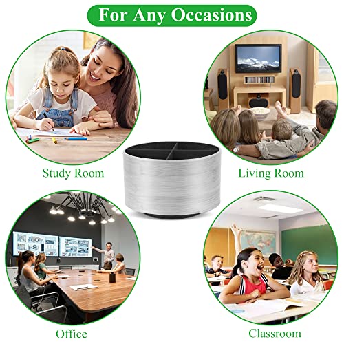 Round Leather Art Supply Organizer,Remote Control Holder,360 Degree Spinning,Multi-Functional Pencil Holder,4 Compartments Desktop Stationary Organizer(1-Light Grey2) - color: 1-Light Grey2