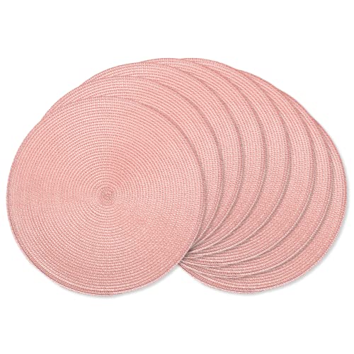 AHHFSMEI Round Placemats Set of 8 Heat Resistant Washable Non-Slip Woven Braided Table Mats for Dining Table Kitchen & Home Decor (Pink,8) - color: Pink, size: Set of 8