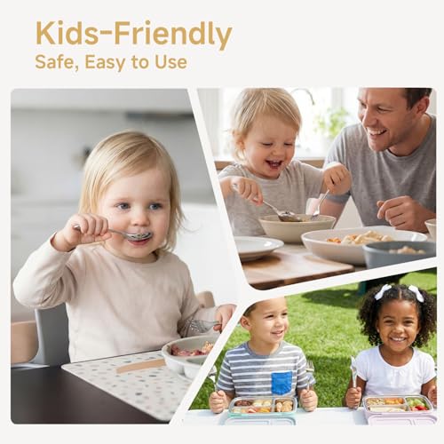 KINGSTONE 2 Pcs Kids Silverware with Case, Stainless Steel, Honey Bear - color: Honey Bear, size: 2-Piece (Large)