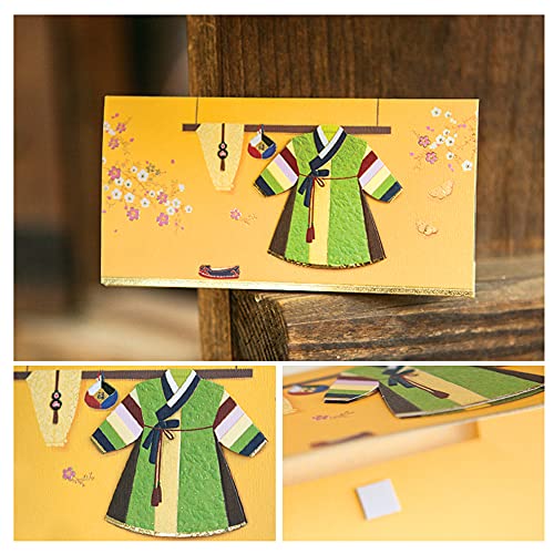 (Pack of 6) Korean Traditional Clothes - Hanbok envelope Money Gift Envelopes for New Year, Birthday, Wedding