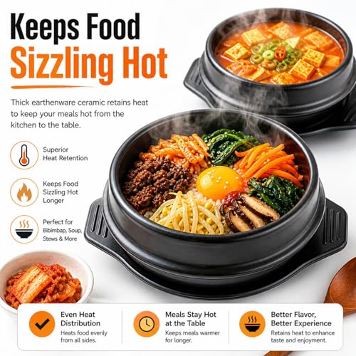 XICHENGSHIDAI Korean Stone Bowl, Dolsot with Tray, 27 Oz, Black - size: 800ml