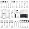 LIANYU 72Pcs Silverware Set with Steak Knives, Flatware Cutlery Set for 12 - color: Silver