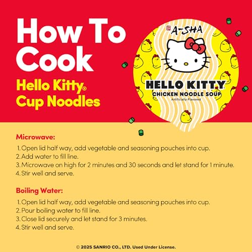 Hello Kitty Vegan-Friendly Instant Ramen Cup | 6 Pack Chicken Noodle Soup