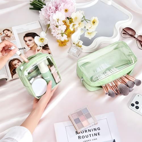 WLLWOO 2pcs Clear Makeup Bag Mini Cosmetic Pouch Travel Toiletry Organizer - color: 2pcs-Mint Green