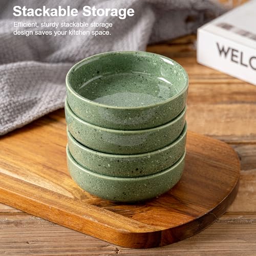 Dipping Bowls Set of 4, 2462°F High-Fired Ceramic Small Bowls for Dips, Olive Oil & Sauce, Elevates Table Setting, Idea for BBQ,Afternoon Tea,Entertaining,Housewarming & Holiday Gifts - color: Green