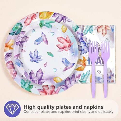 96Pcs Geology Crystal Theme Party Decorations, Serves 24 - style: Amethyst Birthday