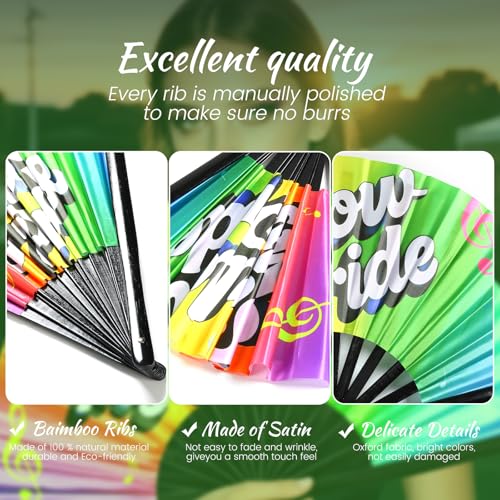 SYNTECSO Folding Hand Fan for Rave, UV Glow Clack Fan - color: Swallow My Pride