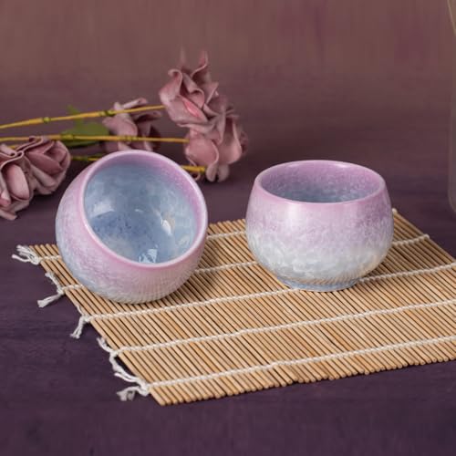 KAMMAK Japanese Tea Cups, 6.7 Oz Small Handmade Ceramic Teacups, Set of 2 - style: GN02
