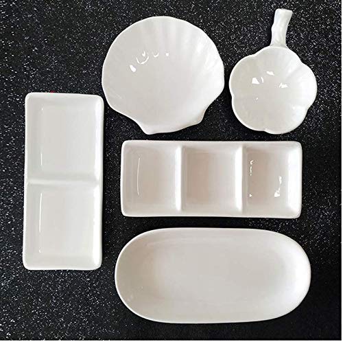 Leoyoubei Sauce Dish Set of 6, White Porcelain Dipping Bowls for Sushi, Soy Sauce, Ketchup, Honey Mustard, BBQ or Seasoning (Shell Shape - 2 Oz Each) - color: Shell shape- 2 Oz