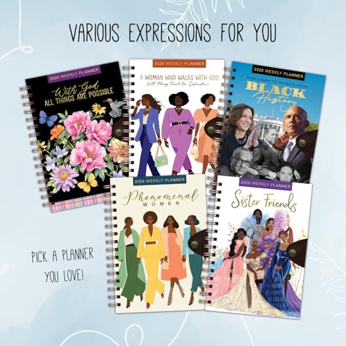 African American Expressions 2026 Dated Planners – Hardcover Weekly & Monthly Planner Celebrating Black Culture & History, 12 Tabs, Twin-Wire Binding, Snap Button Closure (Black History)