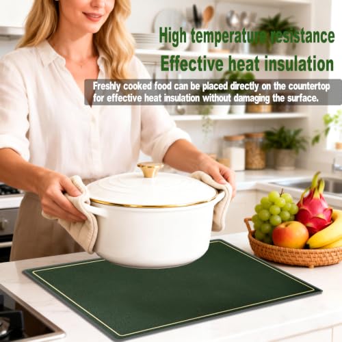 Faux Leather Placemats Set of 6, 11.8"x17.7", Green & Gray - color: Green & Gray, size: Set of 6