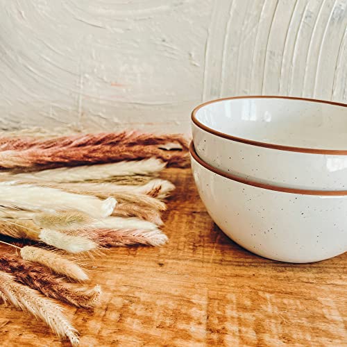 Mora Ceramic Bowls For Kitchen, 28oz - Bowl Set of 4 - For Cereal, Salad, Pasta, Soup, Dessert, Serving etc - Dishwasher, Microwave, and Oven Safe - For Breakfast, Lunch and Dinner - Vanilla White - color: Vanilla