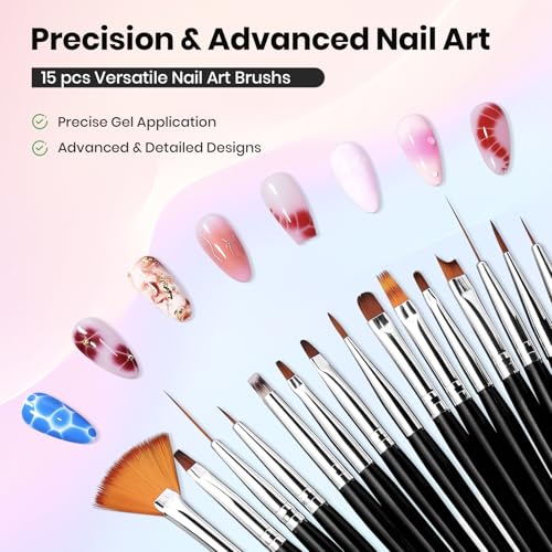 Beetles Nail Art Brushes 31pcs Blooming Gel Nail Polish Clear UV LED Kit - color: B-Multicolor-31