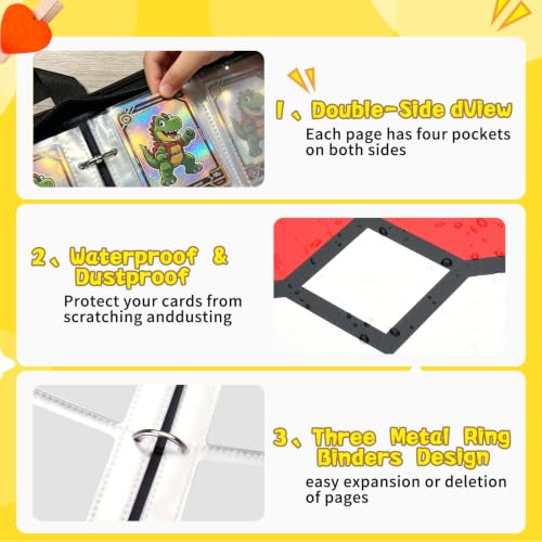 Card Binder 4 Pocket Trading Collection Binder Holds 400 Cards