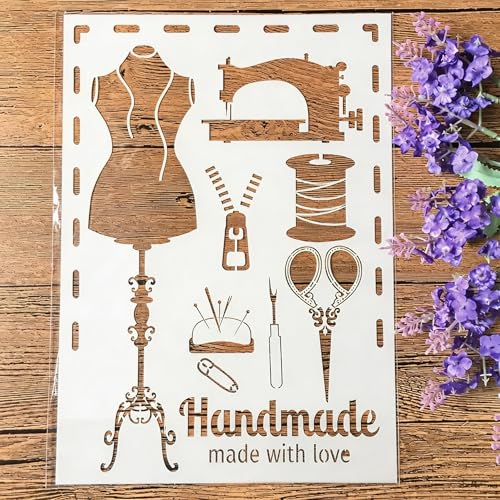TIAMECH A4 Reusable Sewing Machine Tools Stencil for Painting - style: Sewing Machine Tools