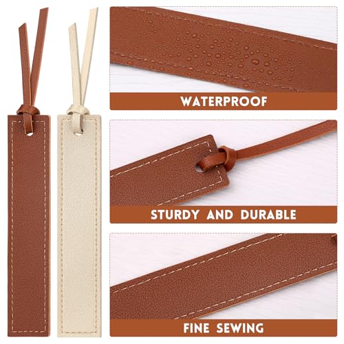 12 Pcs Leather Bookmark with Leather Rope Tassel Bookmarks for Men - size: 12 Pcs