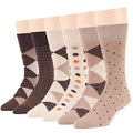 7BIGSTARS Men Cotton Patterned Crew Dress Socks 4-6 Pack, L 9-12 - color: Beige, Light Beige, Dark Brown (A39)
