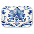 Serving Trays with Handles, 14.5 x 9.8 inch Rectangular Plastic Tray for Restaurant, Kitchen, Blue and White Pattern - color: Blue and White Pattern