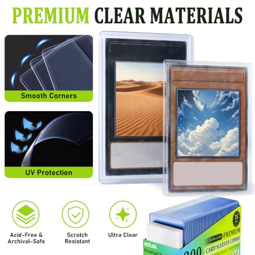 4000 Card Sleeves Hard Plastic, RCPLAGA 3"X 4" Trading Card Holder, 35PT - size: 2000 Hard Sleeves + 2000 Soft Sleeves