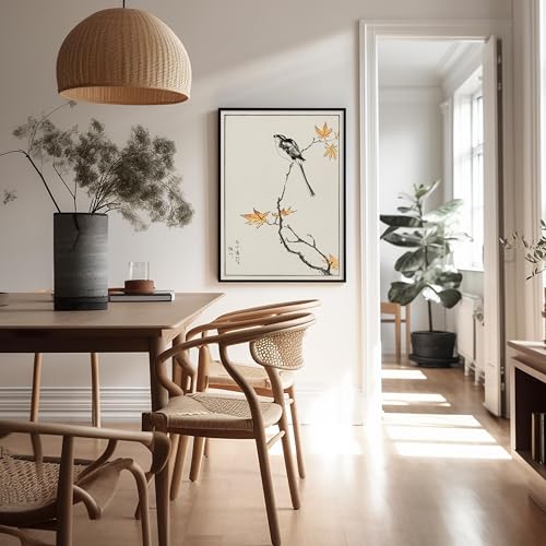 Poster Master Vintage Long-Tailed Tit and Maple Tree Poster - Retro Bird Print - Japanese Art - Gift for Men, Women & Animal Lover - Decor for Bedroom, Living Room or Office - 8x10 UNFRAMED Wall Art - color: Style-04, size: 8"L x 10"W