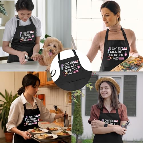 Nail Tech Aprons for Women with Pockets, Gifts for Nail Techs Technicians Artists Manicurists, Peace Love Nails - color: 2 Nail Tech Apron