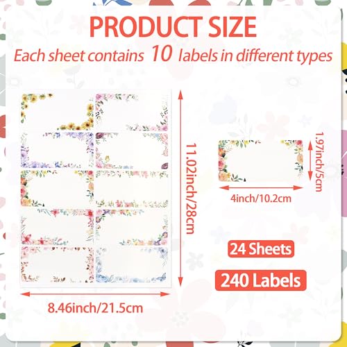 240 Pieces Flower Name Tag Stickers, Self Adhesive Blank Name Labels - color: 240 Flower