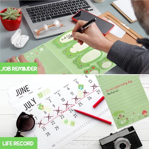 I Just Really Like Frogs Sticky Notes Set, Cute Sticky Notepads Cartoon Frogs Self-Stick Notes Pads Animal Sticky Notes Divider Tabs Writing Memo Pads for Frog Lovers Office School Supplies - style: Frogs